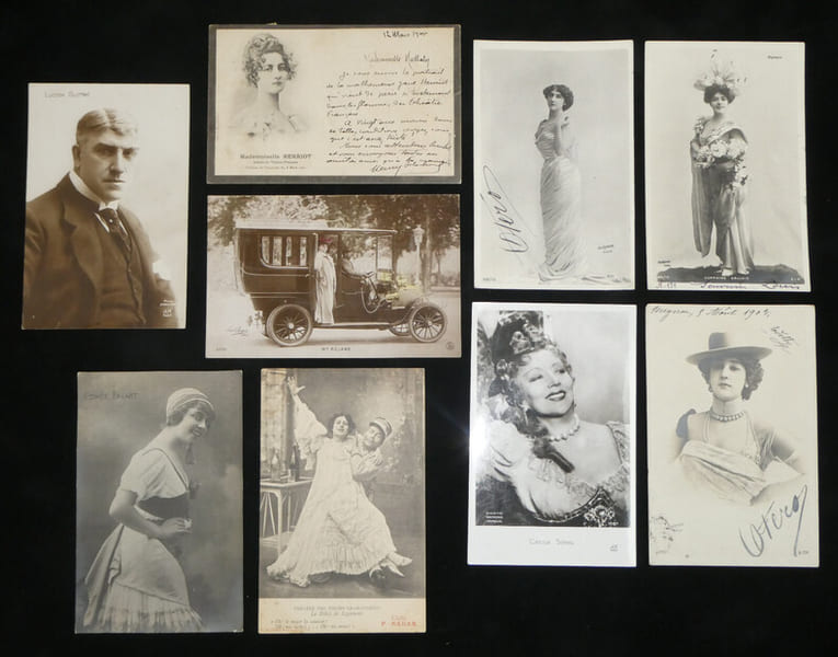 Lot de 9 cartes postales - La Belle Otero R&eacute;jane Lucien Guitry C&eacute;cile Sorel .... Nadar