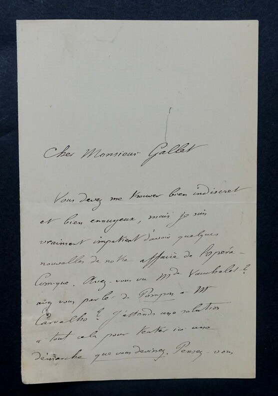 LETTRE AUTOGRAPHE SIGN&Eacute;E &Agrave; Louis GALLET, OPERA COMIQUE 1882. Etienne H&eacute;mery