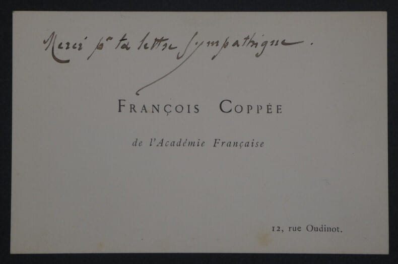 Fran&ccedil;ois COPP&Eacute;E, Po&egrave;te - CARTE DE VISITE AUTOGRAPHE. Fran&ccedil;ois COPP&Eacute;E