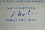 Carton d'invitation au festival cin&eacute;matographique, Association France-Yougoslavie, adress&eacute;e &agrave; Marko RISTIC. 17 mai 1948. Jean Coste