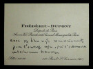 FR&Eacute;D&Eacute;RIC-DUPONT &Eacute;douard - CARTE DE VISITE AUTOGRAPHE. Fr&eacute;d&eacute;ric-Dupont &Eacute;douard