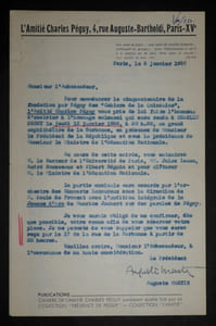 Auguste MARTIN - Lettre dactylographiée et signée à Marko Ristic - Commémoration Charles Péguy - Cahiers de la Quinzaine - 1950