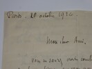 DOYEN Albert - LETTRE AUTOGRAPHE SIGNEE, PARIS, OCTOBRE 1926. Albert Doyen