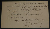 Lucien DESCAVES, Ecrivain - CARTE DE VISITE AUTOGRAPHE SIGN&Eacute;E. Lucien DESCAVES