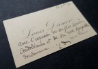 DIEMER Louis - Carte de visite autographe sign&eacute;e, condol&eacute;ances, 24 d&eacute;cembre 1901. Louis Di&eacute;mer