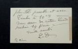 DIEMER Louis - CARTE DE VISITE AUTOGRAPHE SIGN&Eacute;E &Agrave; Georges DANDELOT. Louis Di&eacute;mer