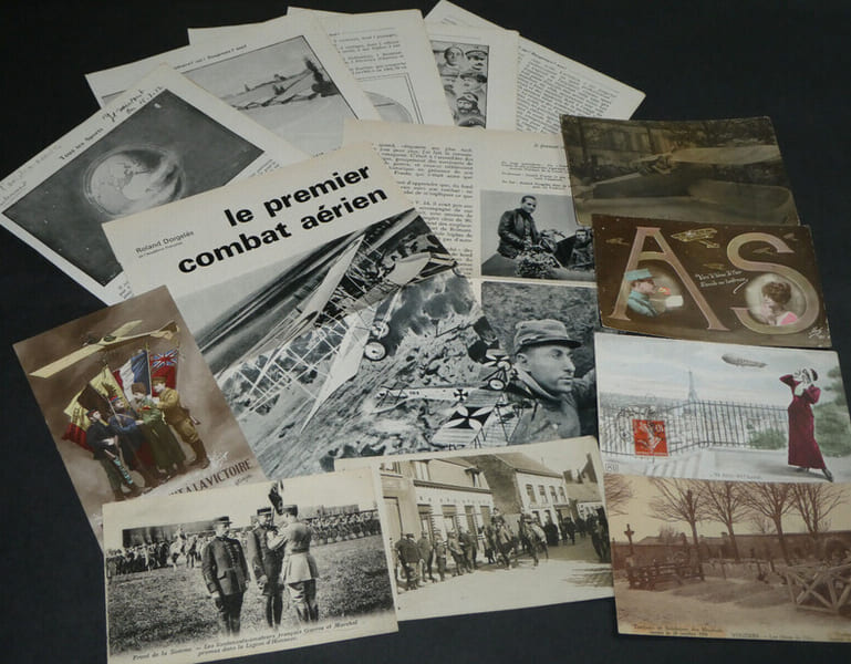 Lot de 7 cartes postales - Roland Garros et l'aviation - GUERRE 14/18. 
