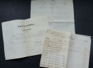 Aristide PERLONGUE ou PEYRELONGUE. Lot de lettres, quittance et comptes de prestations juridiques, vers 1850-55.. Aristide Perlongue