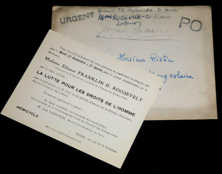 DUMAINE Jacques - Carton d'invitation pour une conf&eacute;rence &agrave; Marko Ristic, Ambassadeur de Yougoslavie. Jacques Dumaine