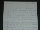 Arlette AYMONIER - Lettre autographe sign&eacute;e &agrave; un ami - Paris. Arlette AYMONIER