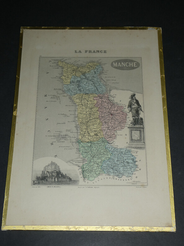 Lithographie couleur, La Manche, dress&eacute; Vuillemin, Graveur ALES, 1876. Vuillemin ; ALES