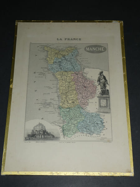 Lithographie couleur, La Manche, dress&eacute; Vuillemin, Graveur ALES, 1876. Vuillemin ; ALES