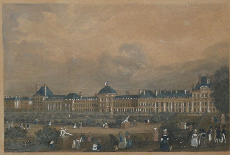 Gravure en couleur - Jardin des Tuileries - Paris - Rouargue Fr&egrave;res. Rouargue Fr&egrave;res