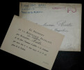 Carton d'invitation pour la C&eacute;r&eacute;monie du 11 mai 1947, adress&eacute; &agrave; l'Ambassadeur de Yougoslavie, Marko Ristic. Jacques Dumaine