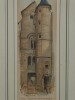 Gravure couleur avec cadre ancien - "Reste de l'&eacute;glise Sainte-Croix" - Tours XIX. 