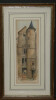 Gravure couleur avec cadre ancien - "Reste de l'&eacute;glise Sainte-Croix" - Tours XIX. 