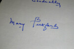 Mary PICKFORD - AUTOGRAPHE ORIGINAL SIGN&Eacute; &Agrave; LA MAIN. Mary Pickford