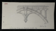Trac&eacute; sch&eacute;matique d'une clef pendante du XVIe si&egrave;cle - Dessin original sign&eacute;. Louis Henri Laffill&eacute;e