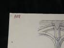 Trac&eacute; sch&eacute;matique d'une clef pendante du XVIe si&egrave;cle - Dessin original sign&eacute;. Louis Henri Laffill&eacute;e