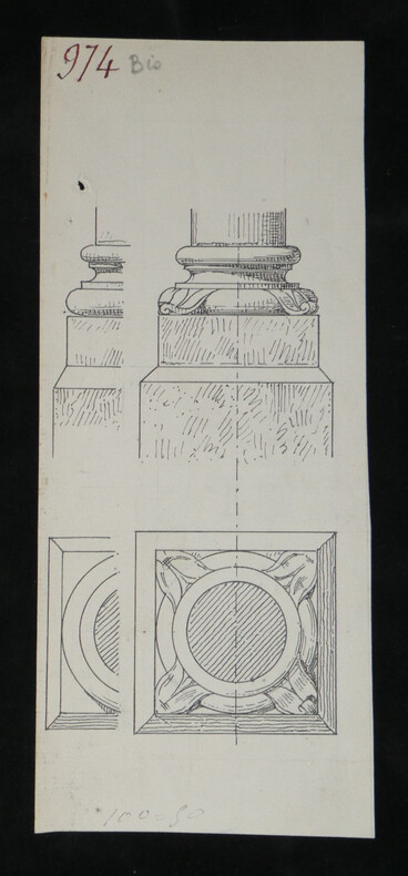 Dessin original sign&eacute; - Base orn&eacute;e de griffes. Louis Henri Laffill&eacute;e