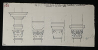 Quatre phases primitives de l'&eacute;volution du chapiteau recevant la retomb&eacute;e d'un arc — Dessin original sign&eacute;. Louis Henri Laffill&eacute;e