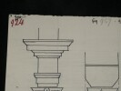 Quatre phases primitives de l'&eacute;volution du chapiteau recevant la retomb&eacute;e d'un arc — Dessin original sign&eacute;. Louis Henri Laffill&eacute;e