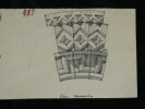 Voussoir normand (XIIe s.) & D&eacute;tail d'une archivolte en Normandie — Dessin original sign&eacute;. Louis Henri Laffill&eacute;e