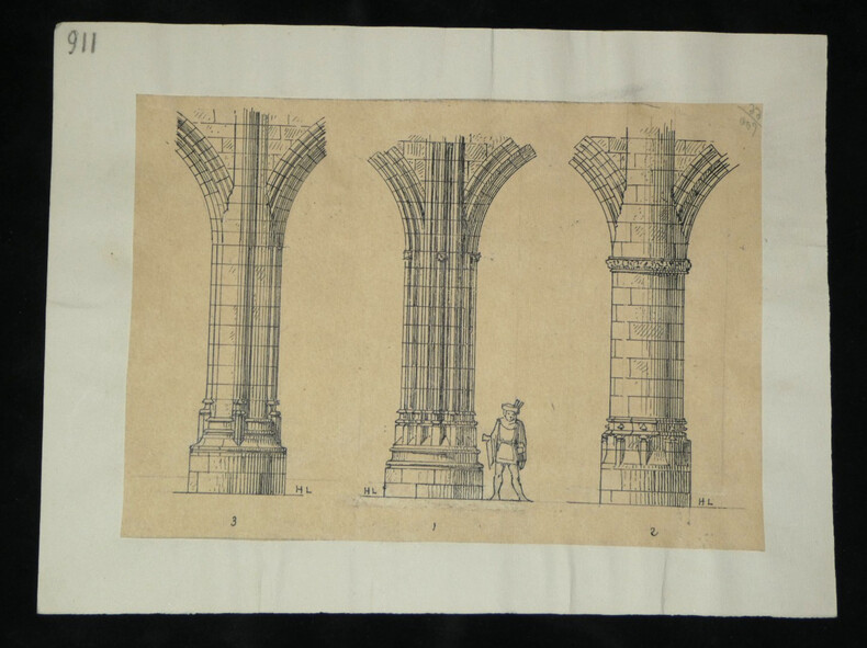 Types divers de piliers du XVe si&egrave;cle. Louis Henri Laffill&eacute;e
