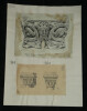 Chapiteaux jumel&eacute;s de l'ancien clo&icirc;tre de Saint-R&eacute;my &agrave; Reims, Chapiteau normand dit &agrave; godrons, Chapiteau &eacute;pannel&eacute; et sculpt&eacute; — Dessin original sign&eacute;. ...
