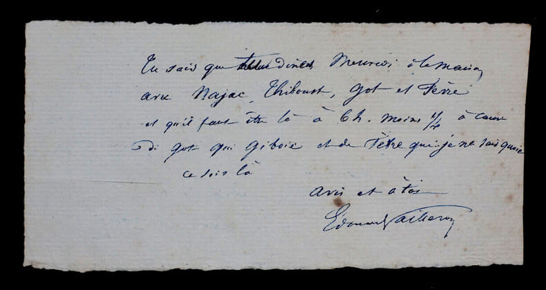 &Eacute;douard PAILLERON, Dramaturge - MOT AUTOGRAPHE SIGN&Eacute;. &Eacute;douard PAILLERON
