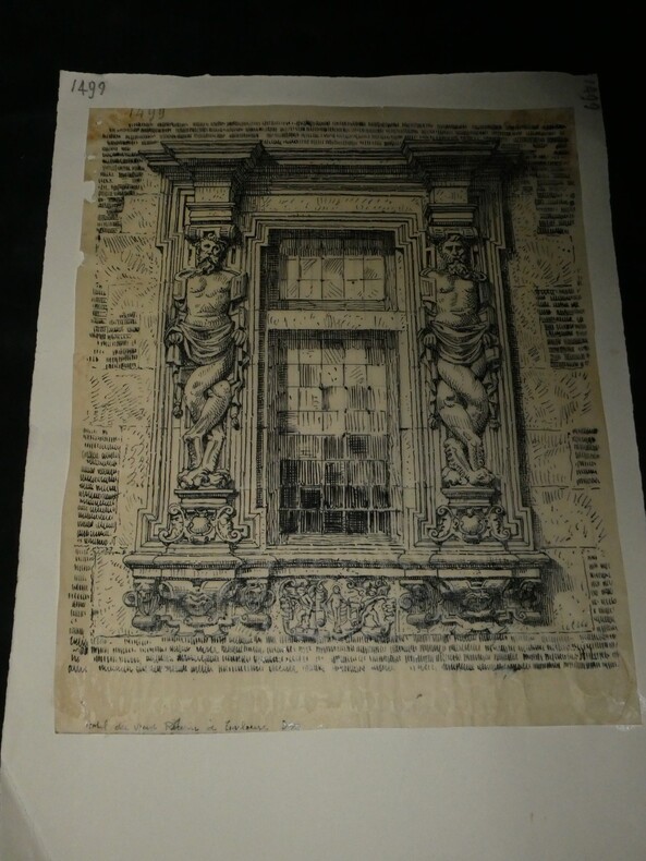 Fenetre de l'hotel Lasbordes &agrave; Toulouse - Dessin original sign&eacute;. Louis Henri Laffill&eacute;e