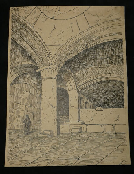 Entr&eacute;e du temple de J&eacute;rusalem — Dessin original sign&eacute;. Louis Henri Laffill&eacute;e