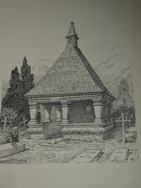 Chapelle du cimeti&egrave;re de St-Jean-du-Doigt – Dessin original sign&eacute;. Louis Henri Laffill&eacute;e