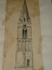Clocher de l'&eacute;glise de Campigny - Dessin original sign&eacute;. Louis Henri Laffill&eacute;e