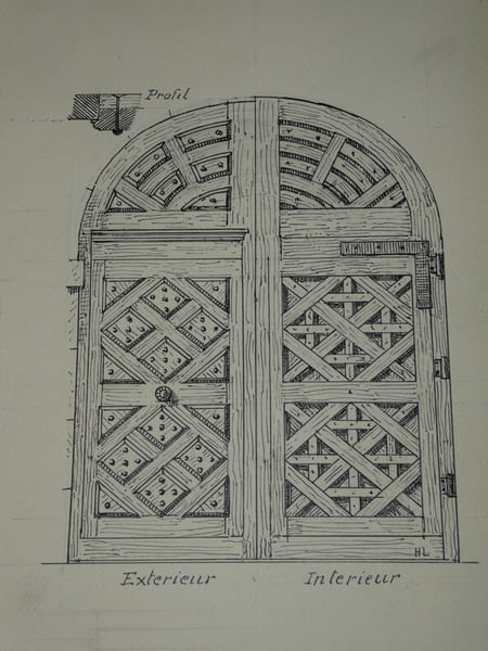 Porte de la place des Vosges &agrave; Paris - Dessin original sign&eacute;. Louis Henri Laffill&eacute;e