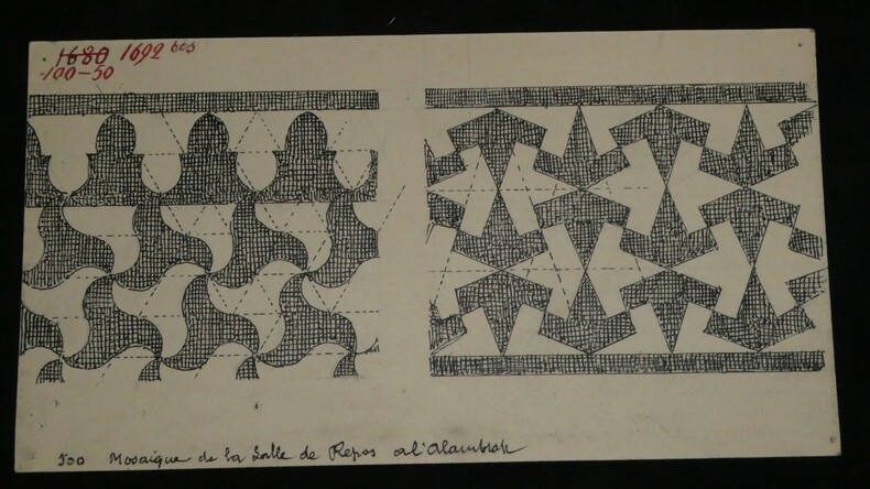 Mosa&iuml;que de l'Alhambra, &agrave; Grenoble — Dessin original sign&eacute;. Louis Henri Laffill&eacute;e
