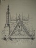 Couronnement du double bas c&ocirc;t&eacute; de l'&eacute;glise Saint-S&eacute;verin &agrave; Paris — Dessin original sign&eacute;, encre vers 1930. Louis Henri Laffill&eacute;e
