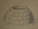 Repr&eacute;sentation sch&eacute;matique d'une coupole appareill&eacute;e, avec oculus — Dessin original sign&eacute;. Louis Henri Laffill&eacute;e