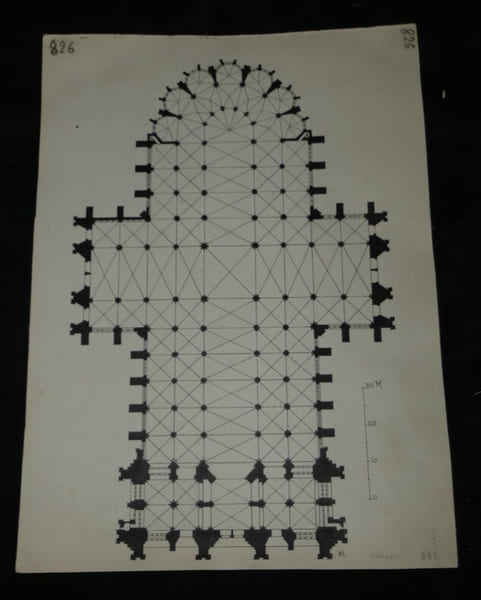 Plan de la cath&eacute;drale de Cologne - Dessin original sign&eacute;. Louis Henri Laffill&eacute;e