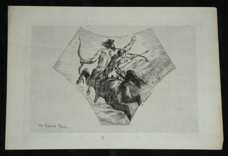 Eau-forte XIXe - L'&Eacute;ducation d'Achille d'apr&egrave;s E. DELACROIX - Berthault / Cadart. Eug&egrave;ne Delacroix (d'apr&egrave;s) ; Lucien Berthault (graveur)