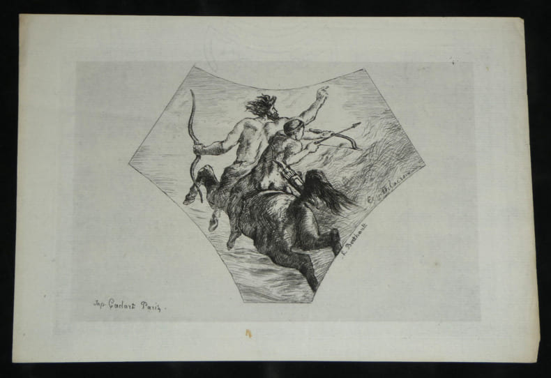 Eau-forte XIXe - L'&Eacute;ducation d'Achille d'apr&egrave;s E. DELACROIX - Berthault / Cadart. Eug&egrave;ne Delacroix (d'apr&egrave;s) ; Lucien Berthault (graveur)