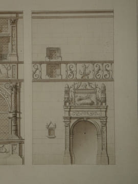 Dessin d'Architecture Original Lavis - Maison de François Ier - Guy de Rubercy XIXe. Guy de Rubercy