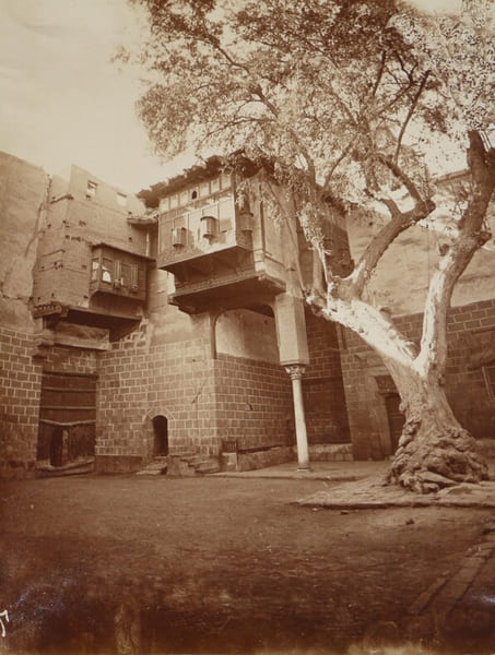 Photographie Ancienne XIXe - &Eacute;gypte Le Caire - Int&eacute;rieur de Cour. 