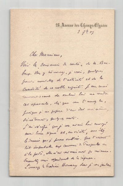 Raymond Poincar&eacute; - Lettre autographe sign&eacute;e - Henri Barboux - 1907. Raymond Poincar&eacute;
