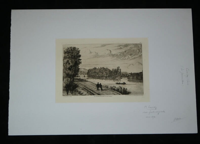 La Grenouill&egrave;re, &icirc;le de Croissy – Eau-forte originale, XIX&egrave;me si&egrave;cle. Charles Launay / Alfred Cadart