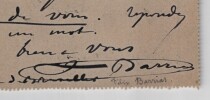 F&eacute;lix-Joseph Barrias - Carte-lettre autographe sign&eacute;e &agrave; F. Guesviller - 1884. F&eacute;lix-Joseph Barrias