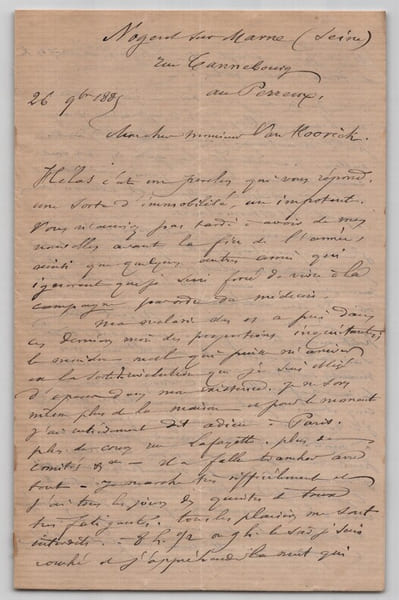 Maxime Lalanne - Lettre autographe sign&eacute;e &agrave; Van Hoorick - 1885. Maxime Lalanne