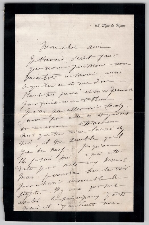 Georges Clairin - Lettre autographe sign&eacute;e - Mention Sarah Bernhardt - XIX&egrave;me. Georges Clairin