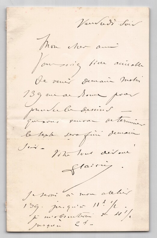 Georges Clairin - Lettre autographe sign&eacute;e - Fin XIX&egrave;me - D&eacute;but XX&egrave;me. Georges Clairin