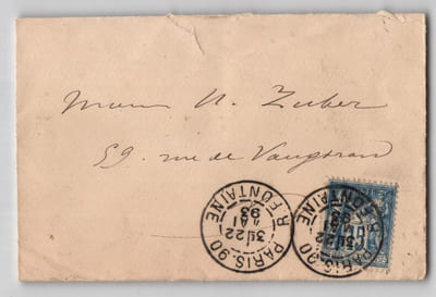 Benjamin-Constant - Carte de visite autographe & enveloppe à Henri Zuber - 1893